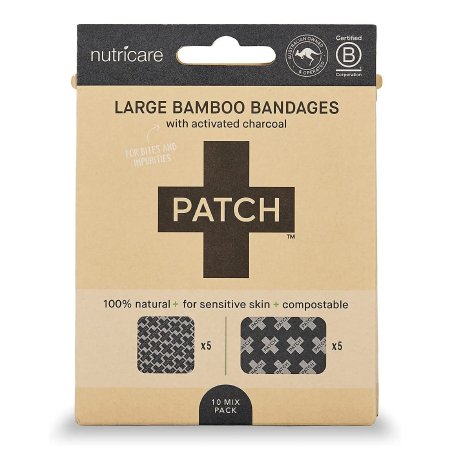 BANDAGE, ADH PATCH BAMBOO W/ACTIVE CHARCOAL LG (10/PK 5PK/BX