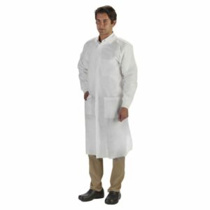 COAT, LAB LABMATES 3PCKT KNIT COLLAR CUFFS WHT 4XLG (10/BG)