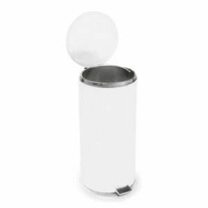 WASTECAN, STEP-ON RND MTL WHT 32QT