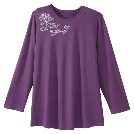 TOP, EMBELLISHED WMNS OPEN BACK EGGPLANT LG